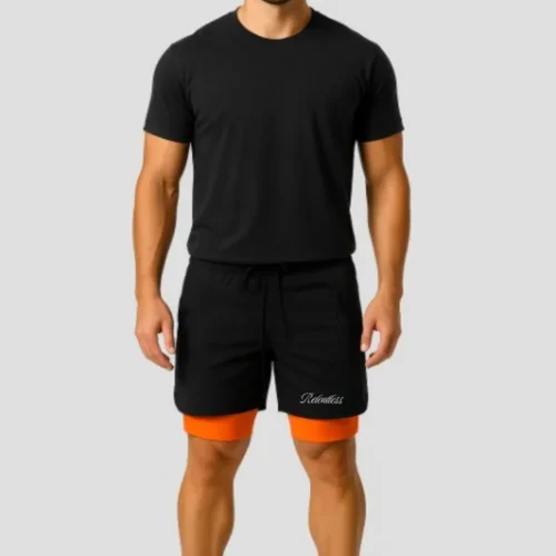 SteelCore Gym Shorts-Black/Orange